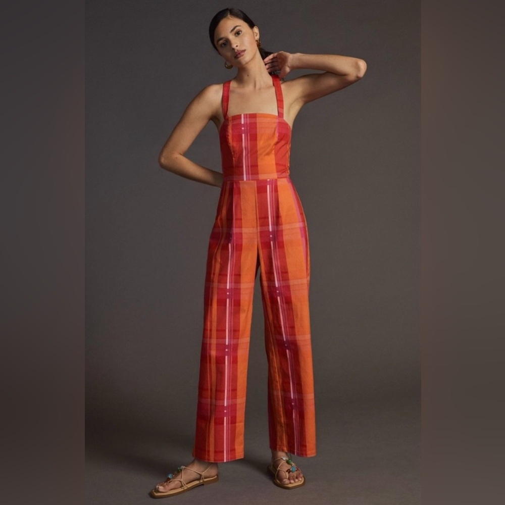 NWT Anthropologie Corey Lynn Calter Womens Ayla Jumpsuit Red Orange size large
